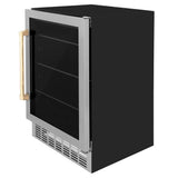 24'' Monument Autograph Edition 154 Can Beverage Fridge in Stainless Steel with Champagne Bronze Accents