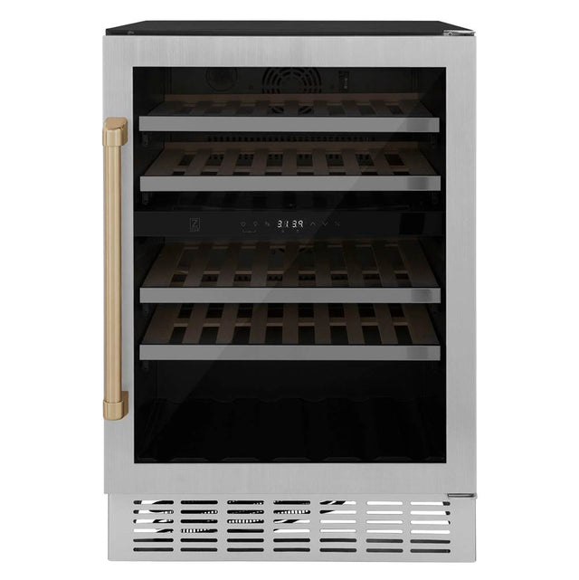Z-Line - 24'' Monument Autograph Edition Dual Zone 44-Bottle Wine Cooler in Stainless Steel with Champagne Bronze Accents - Champagne Bronze