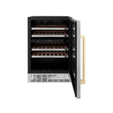 24'' Monument Autograph Edition Dual Zone 44-Bottle Wine Cooler in Stainless Steel with Champagne Bronze Accents