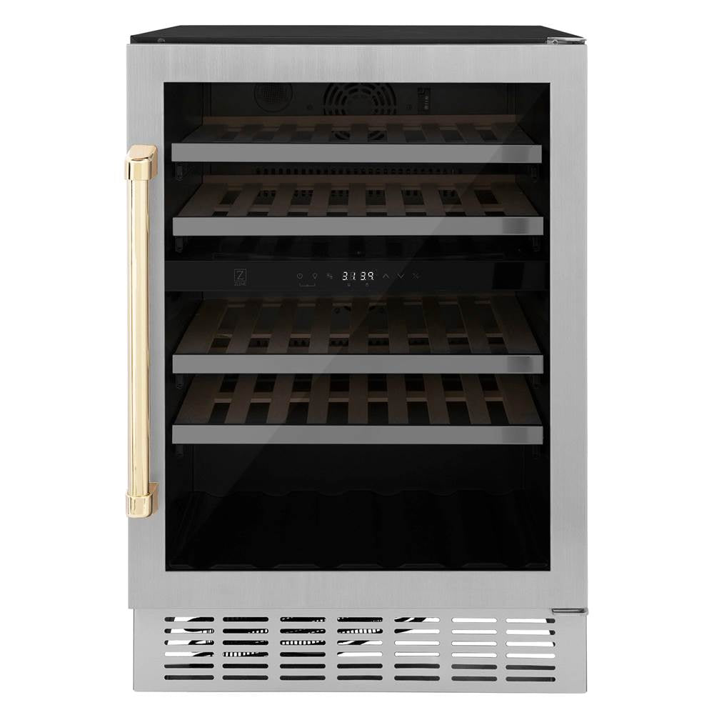 Z-Line - 24'' Monument Autograph Edition Dual Zone 44-Bottle Wine Cooler in Stainless Steel with Gold Accents - Polished Gold