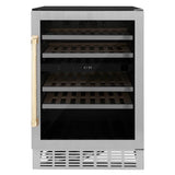Z-Line - 24'' Monument Autograph Edition Dual Zone 44-Bottle Wine Cooler in Stainless Steel with Gold Accents - Polished Gold