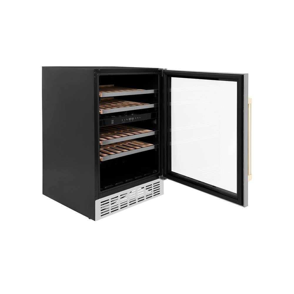 24'' Monument Autograph Edition Dual Zone 44-Bottle Wine Cooler in Stainless Steel with Champagne Bronze Accents