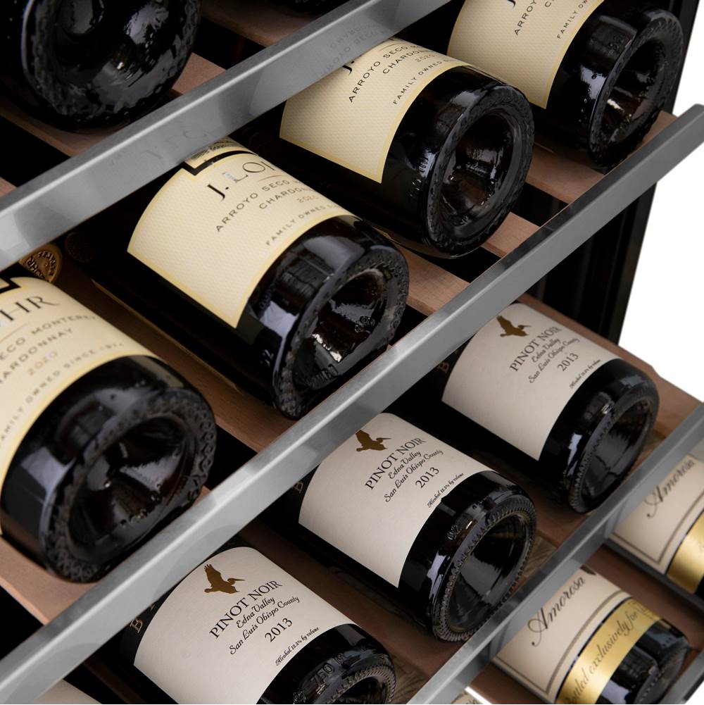 24'' Monument Autograph Edition Dual Zone 44-Bottle Wine Cooler in Stainless Steel with Champagne Bronze Accents