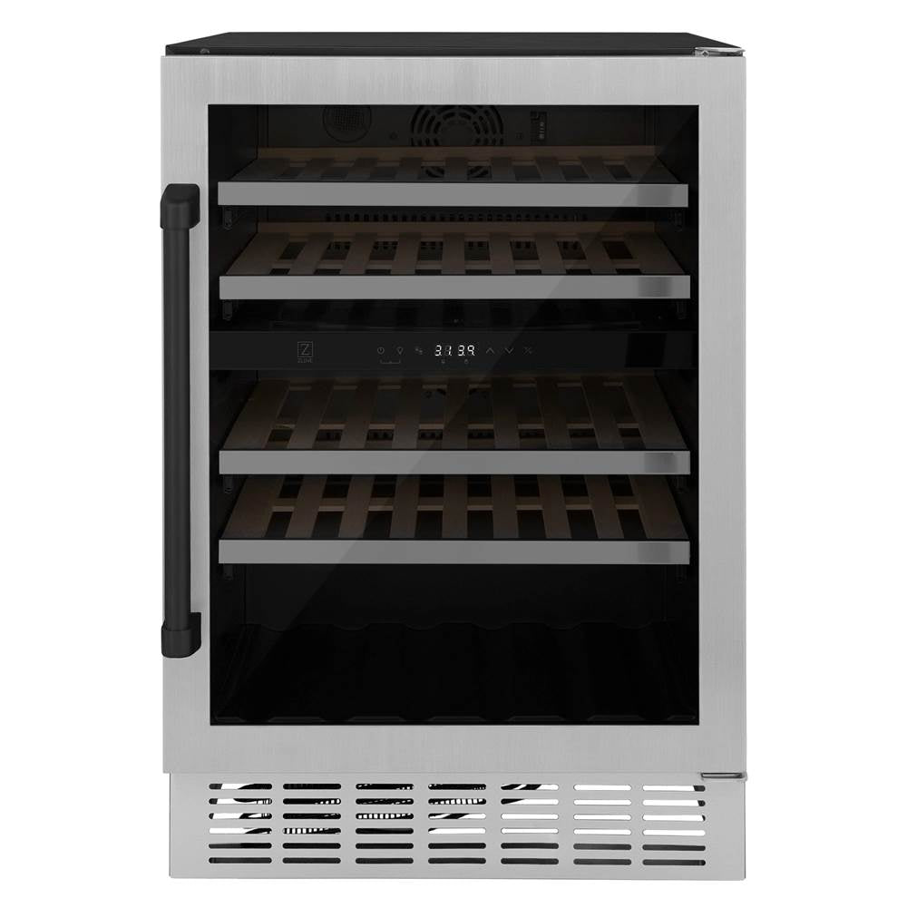 Z-Line - 24'' Monument Autograph Edition Dual Zone 44-Bottle Wine Cooler in Stainless Steel with Matte Black Accents - Matte Black