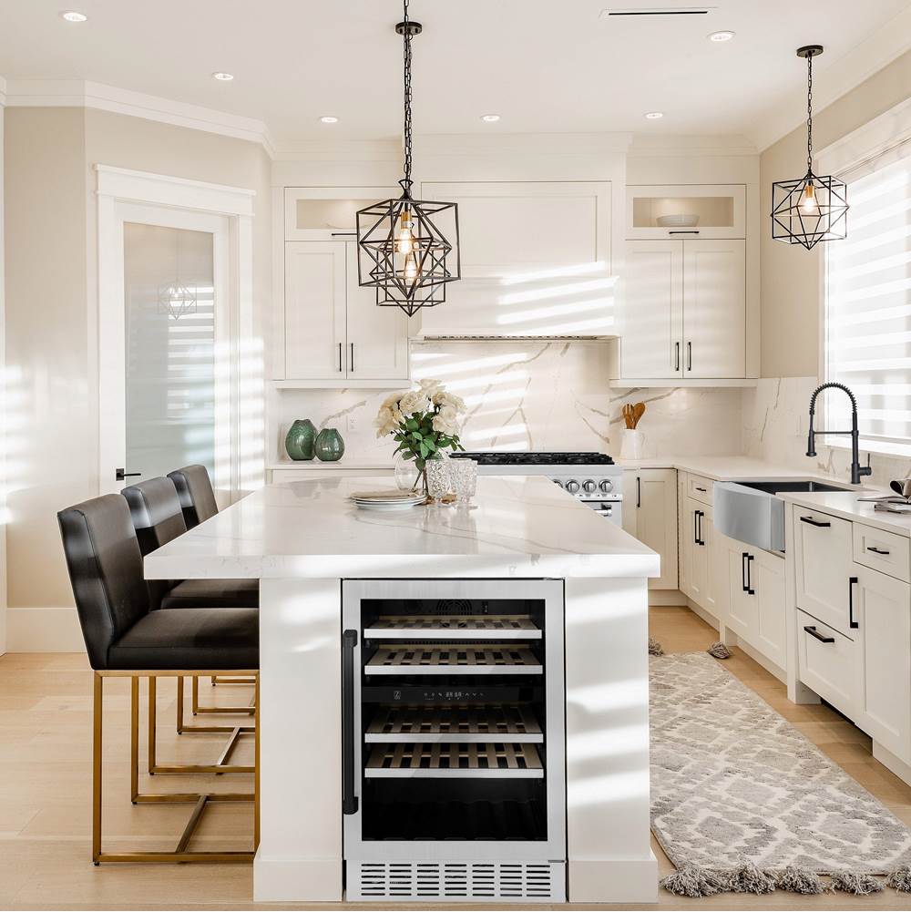 24'' Monument Autograph Edition Dual Zone 44-Bottle Wine Cooler in Stainless Steel with Champagne Bronze Accents