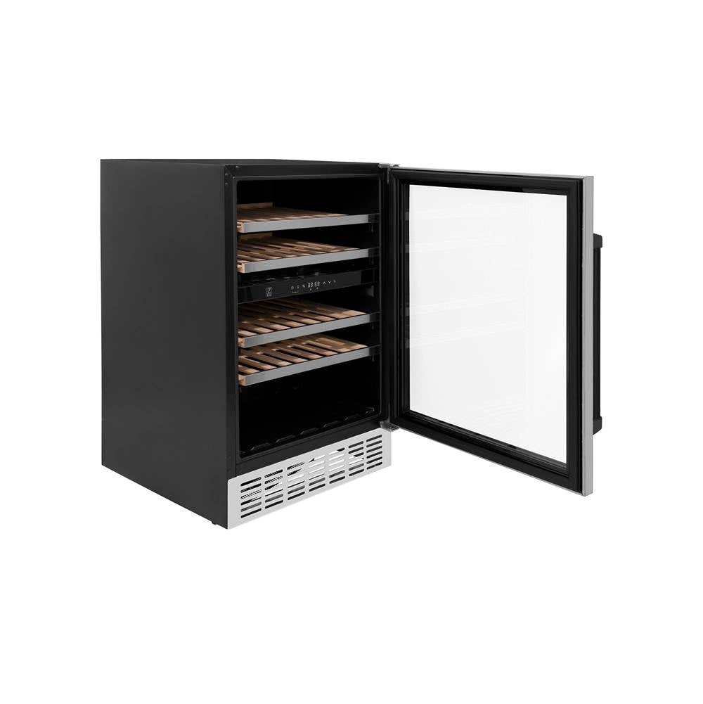 24'' Monument Autograph Edition Dual Zone 44-Bottle Wine Cooler in Stainless Steel with Champagne Bronze Accents