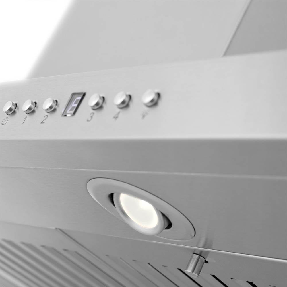 48'' CrownSoundEDucted Vent Island Mount Range Hood in Stainless Steel with Built-in Bluetooth Speakers