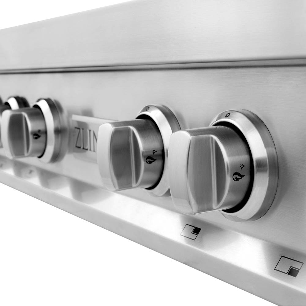 36'' Porcelain Gas Stovetop in Stainless Steel with Brass Burners