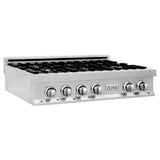 Z-Line - 36'' Porcelain Gas Stovetop in Stainless Steel with Brass Burners - Stainless Steel