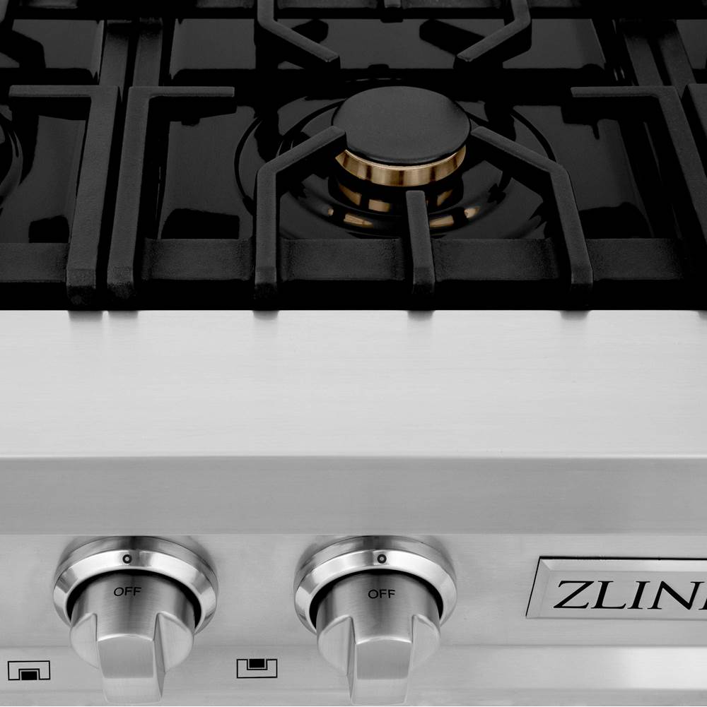 36'' Porcelain Gas Stovetop in Stainless Steel with Brass Burners