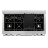 48'' Porcelain Gas Stovetop in DuraSnow Stainless Steel with 7 Gas Brass Burners and Griddle