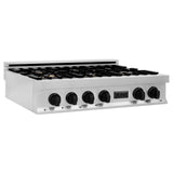 Z-Line - Autograph Edition 36'' Porcelain Rangetop with 6 Gas Burners in Stainless Steel and Matte Black Accents - Matte Black