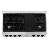 Autograph Edition 48'' Porcelain Rangetop with 7 Gas Burners in Stainless Steel and Champagne Bronze Accents
