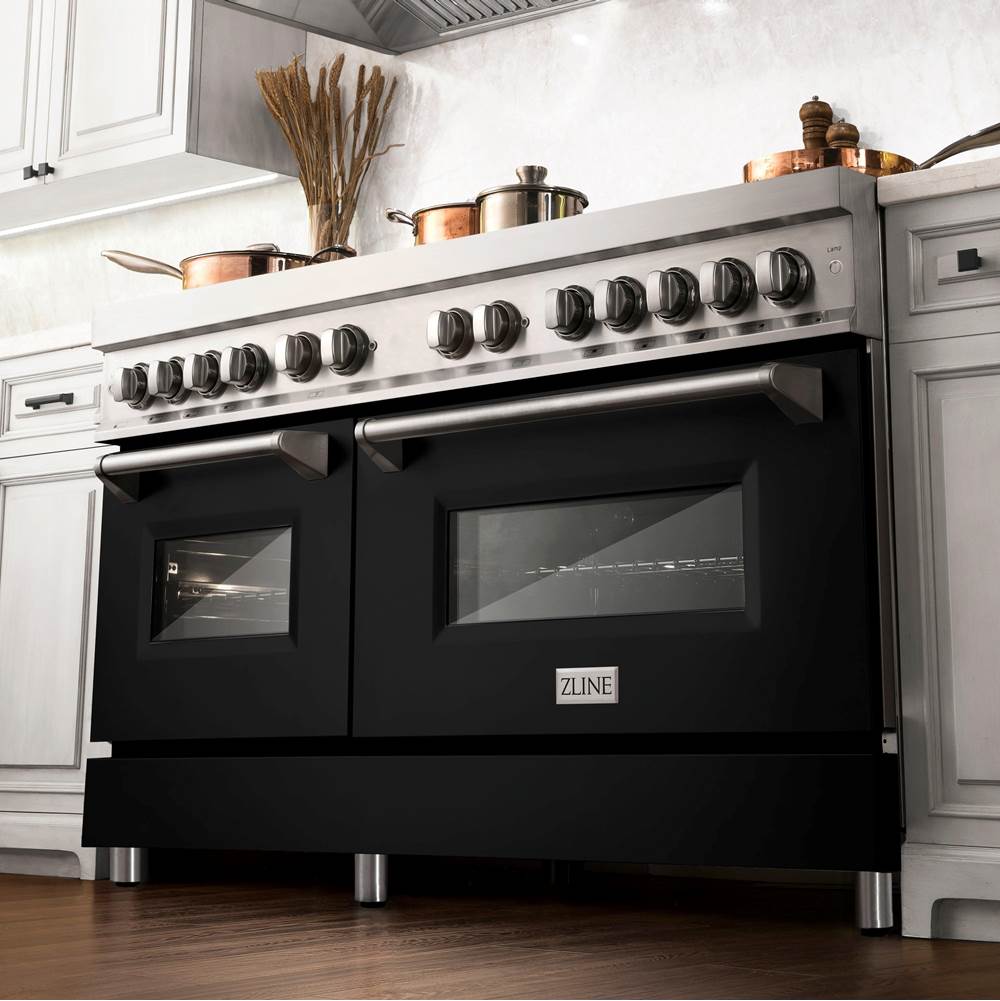 60'' 7.4 cu.' Dual Fuel Range with Gas Stove and Electric Oven in Stainless Steel and Black Matte Door
