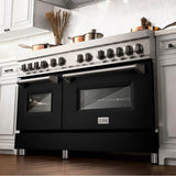 60'' 7.4 cu.' Dual Fuel Range with Gas Stove and Electric Oven in Stainless Steel and Black Matte Door
