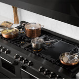 60'' 7.4 cu. ft. Dual Fuel Range with Gas Stove and Electric Oven in Black Stainless Steel with Brass Burners