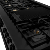 60'' 7.4 cu. ft. Dual Fuel Range with Gas Stove and Electric Oven in Black Stainless Steel with Brass Burners