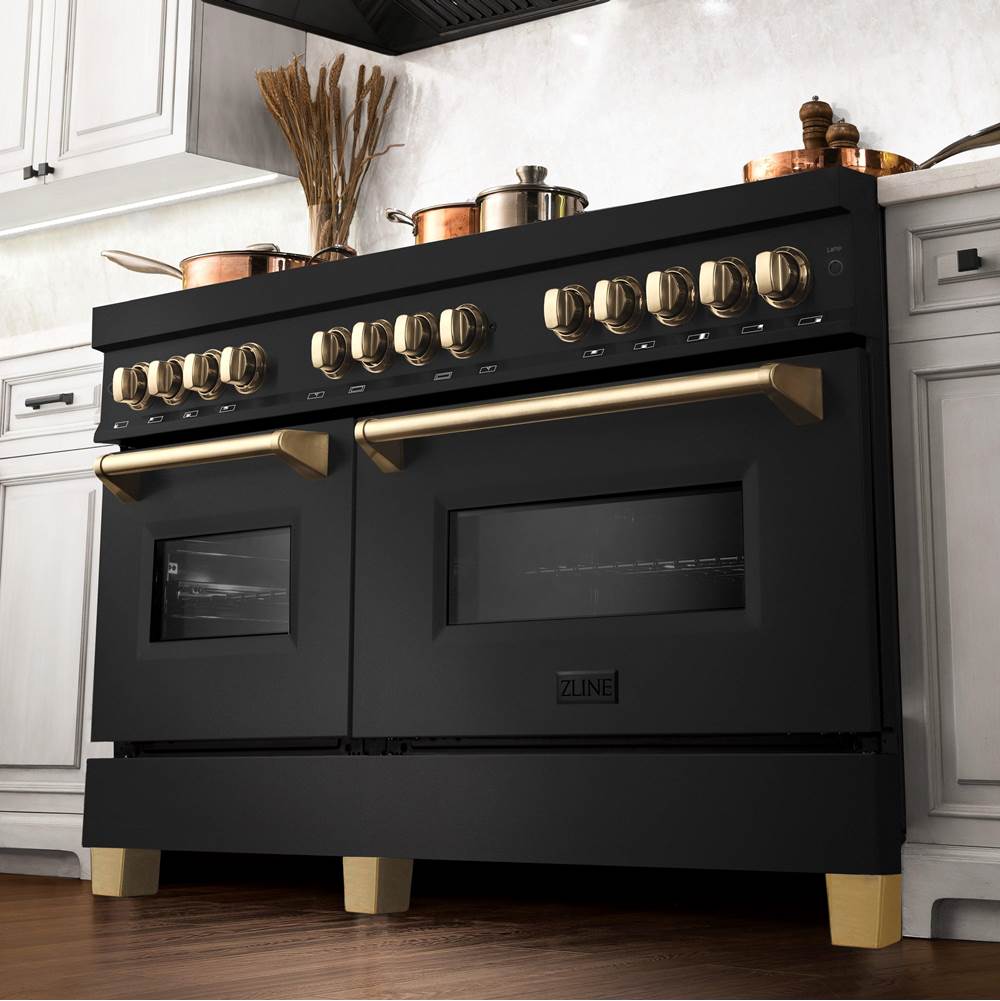 Autograph Edition 60'' 7.4 cu. ft. Dual Fuel Range with Gas Stove and Electric Oven in Black Stainless Steel with Gold Accents