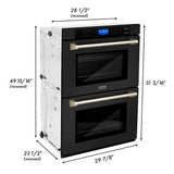 30'' Autograph Edition Double Wall Oven with Self Clean and True Conection in Black Stainless Steel and Champagne Bronze