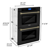 30'' Autograph Edition Double Wall Oven with Self Clean and True Conection in Black Stainless Steel and Champagne Bronze