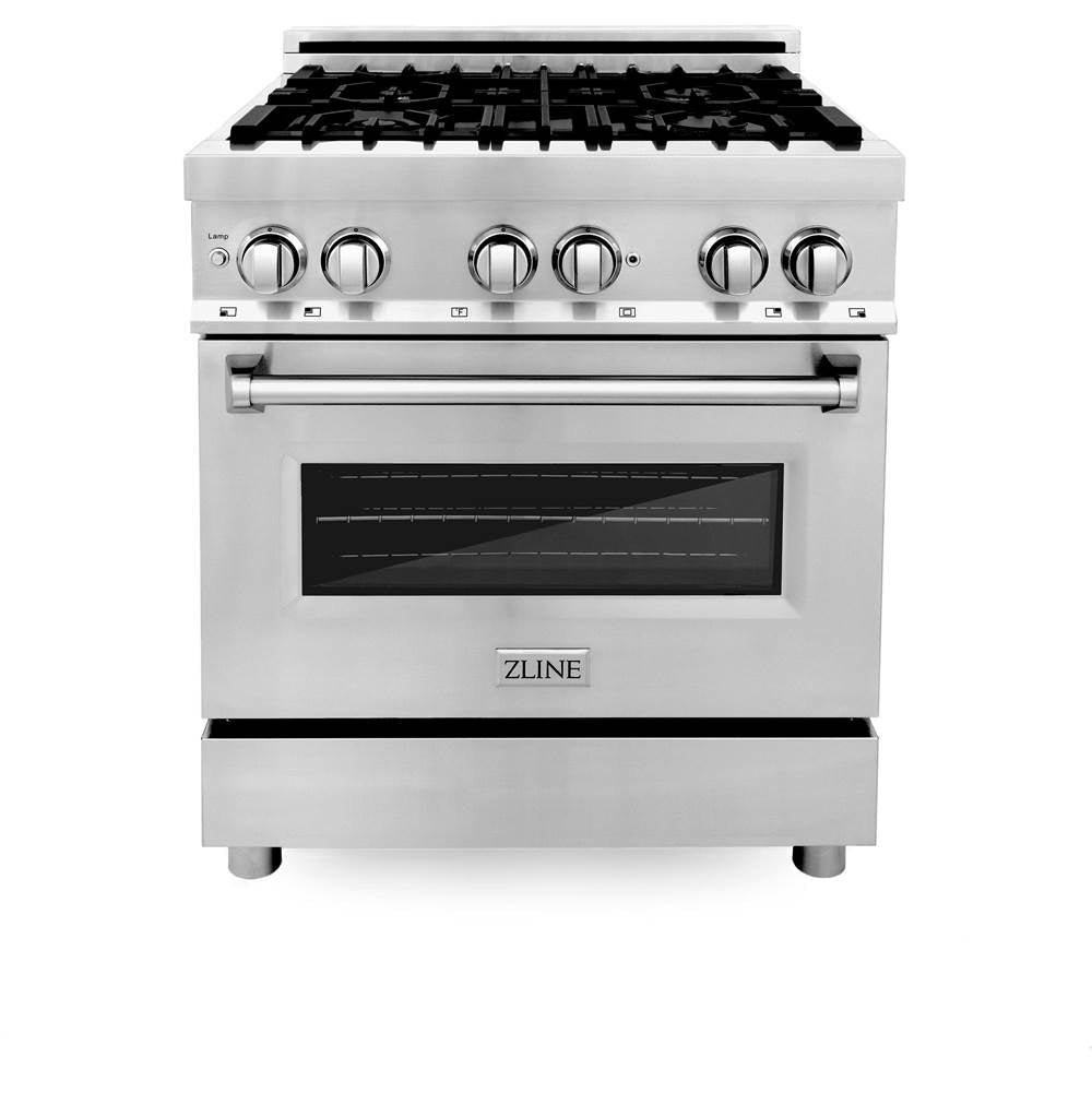 30'' 4.0 cu. ft. Electric Oven and Gas Cooktop Dual Fuel Range with Griddle in Stainless Steel