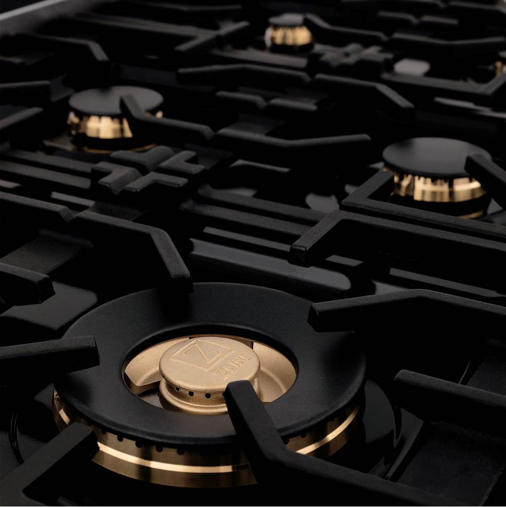 36'' 4.6 cu. ft. Electric Oven and Gas Cooktop Dual Fuel Range with Griddle and Brass Burners in Stainless Steel
