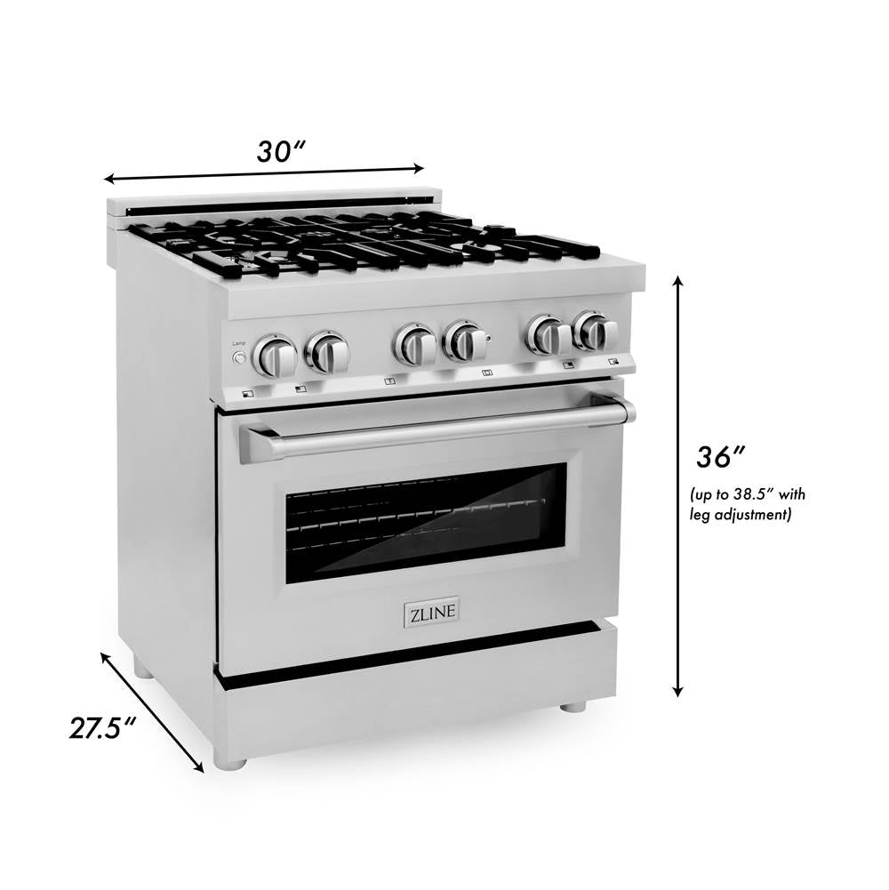 30'' Professional Dual Fuel Range with Black Matte Door
