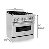 30'' Professional Dual Fuel Range with Black Matte Door