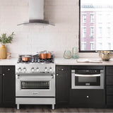 30'' Professional Dual Fuel Range with Black Matte Door