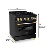 Autograph Edition 30'' 4.0 cu.' Dual Fuel Range with Gas Stove and Electric Oven in Black Stainless Steel with Champagne Bronze Accents