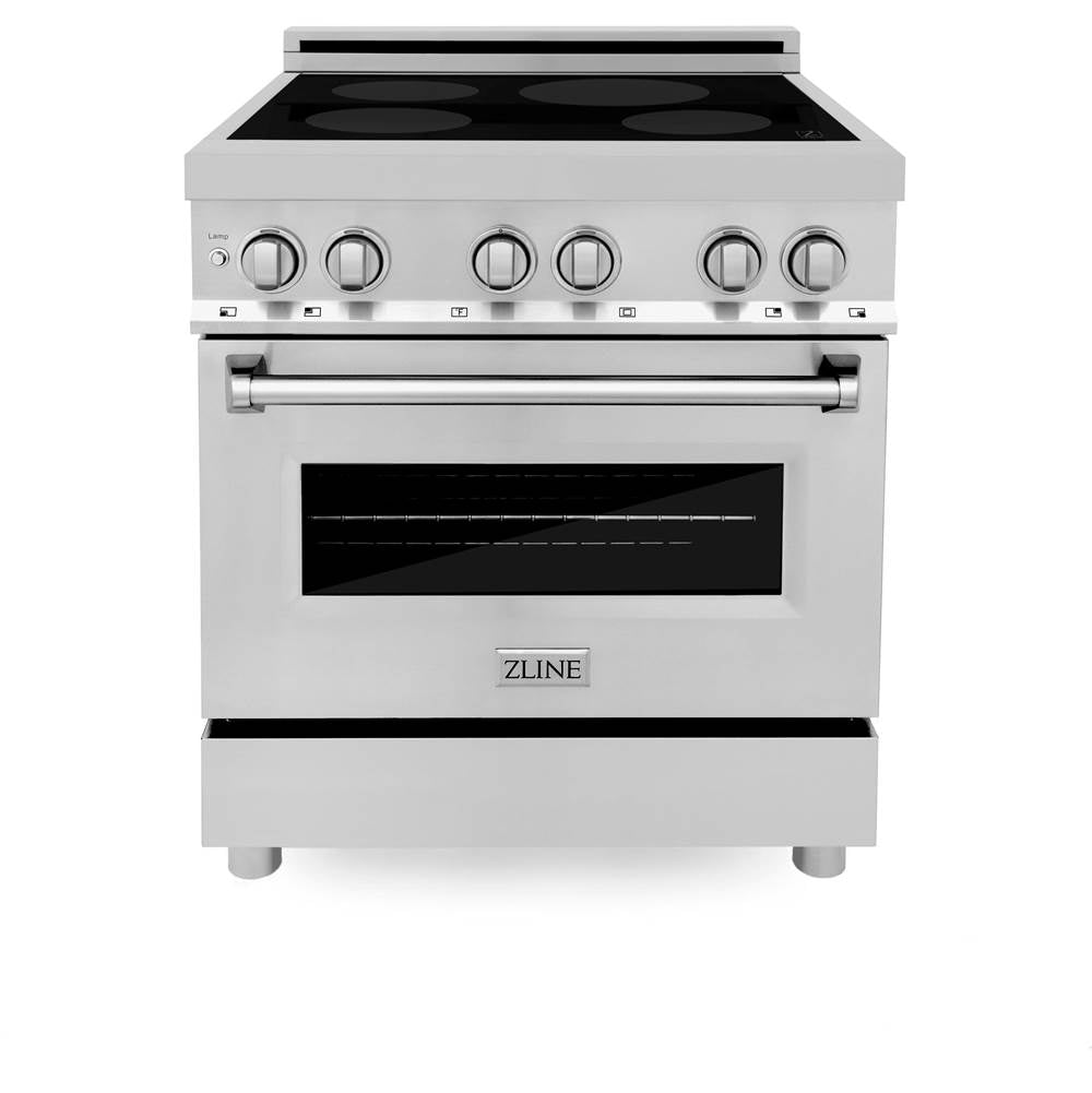 30'' 4.0 cu. ft. Induction Range with a 4 Element Stove and Electric Oven in Stainless Steel