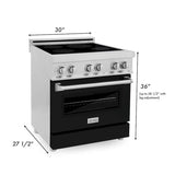 30'' 4.0 cu. ft. Induction Range with a 4 Element Stove and Electric Oven in Black Matte