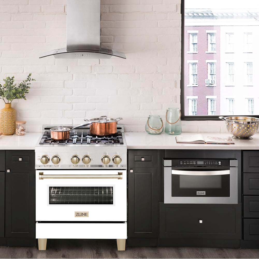 Autograph Edition 30'' 4.0 cu.' Dual Fuel Range with Gas Stove and Electric Oven in DuraSnow Stainless Steel with WM Door and CB Accents