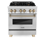 Autograph Edition 30'' 4.0 cu.' Dual Fuel Range with Gas Stove and Electric Oven in Stainless Steel with Champagne Bronze Accents