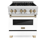 Autograph Edition 30'' 4.0 cu.' Dual Fuel Range with Gas Stove and Electric Oven in Stainless Steel with White Matte Door and CB Accents