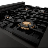 Autograph Edition 30'' Porcelain Rangetop with 4 Gas Burners in Black Stainless Steel and Champagne Bronze Accents