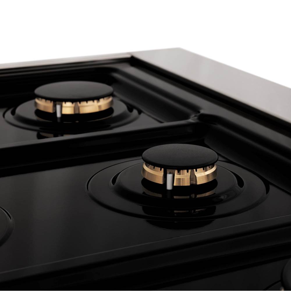 Autograph Edition 36'' Porcelain Rangetop with 6 Gas Burners in Stainless Steel and Champagne Bronze Accents