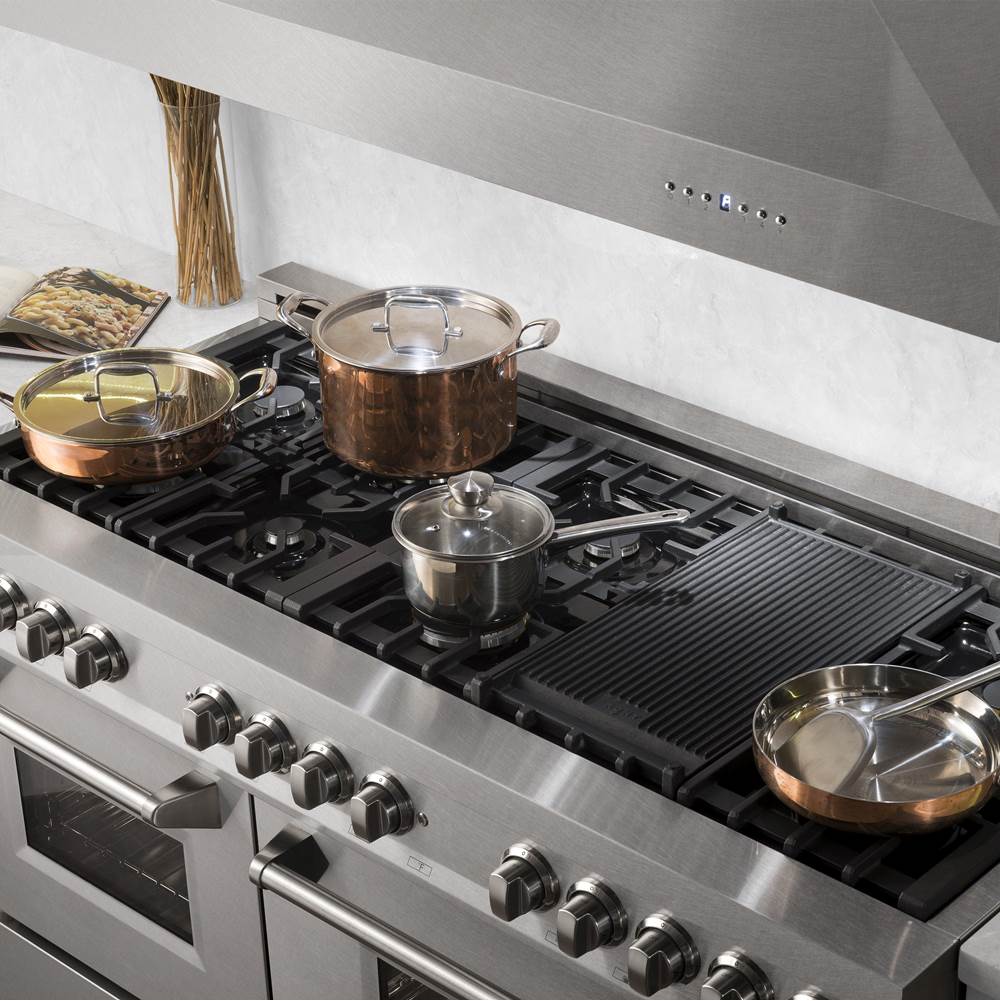 60'' Professional Dual Fuel Range in DuraSnow Stainless Steel with Black Matte Door