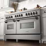 60'' Professional Dual Fuel Range in DuraSnow Stainless Steel with Black Matte Door