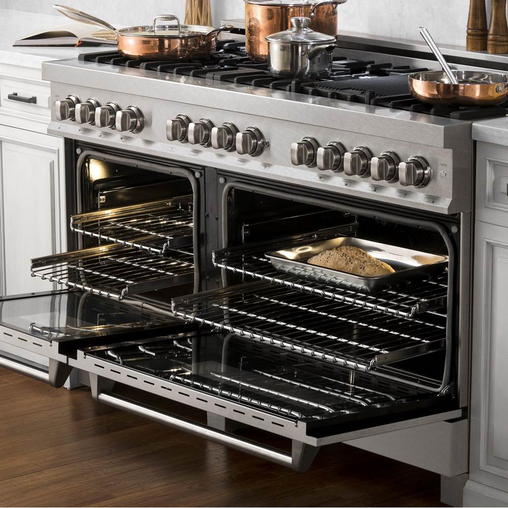 60'' Professional Dual Fuel Range in DuraSnow Stainless Steel with Black Matte Door