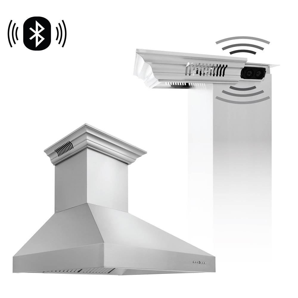 Z-Line - 30'' Professional Wall Mount Range Hood in Stainless Steel with Built-in CrownSound Bluetooth Speakers