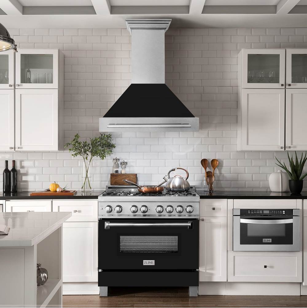 36'' DuraSnow Stainless Steel Range Hood with Black Matte Shell (8654SNX-BG-36)