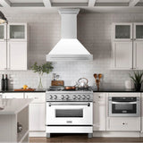 36'' DuraSnow Stainless Steel Range Hood with White Matte Shell (8654SNX-WM36)