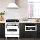 30'' DuraSnow Stainless Steel Range Hood with White Matte Shell and Stainless Steel Handle