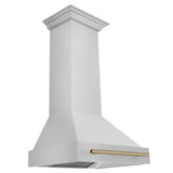 Z-Line - 30'' Autograph Edition Stainless Steel Range Hood with Stainless Steel Shell and Champagne Bronze Handle - Champagne Bronze