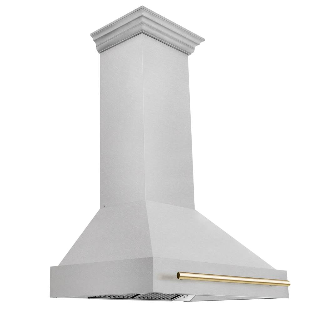 Z-Line - 36'' Autograph Edition DuraSnow Stainless Steel Range Hood with DuraSnow Stainless Steel Shell and Gold Handle - Gold