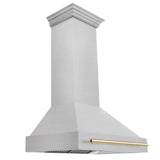 Z-Line - 36'' Autograph Edition DuraSnow Stainless Steel Range Hood with DuraSnow Stainless Steel Shell and Gold Handle - Gold