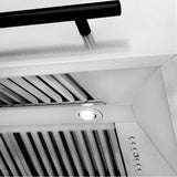 36'' Autograph Edition DuraSnow Stainless Steel Range Hood with White Matte Shell and Champagne Bronze Handle