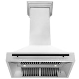 36'' Autograph Edition DuraSnow Stainless Steel Range Hood with White Matte Shell and Champagne Bronze Handle