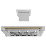 48'' Autograph Edition DuraSnow Stainless Steel Range Hood with White Matte Shell and Champagne Bronze Handle